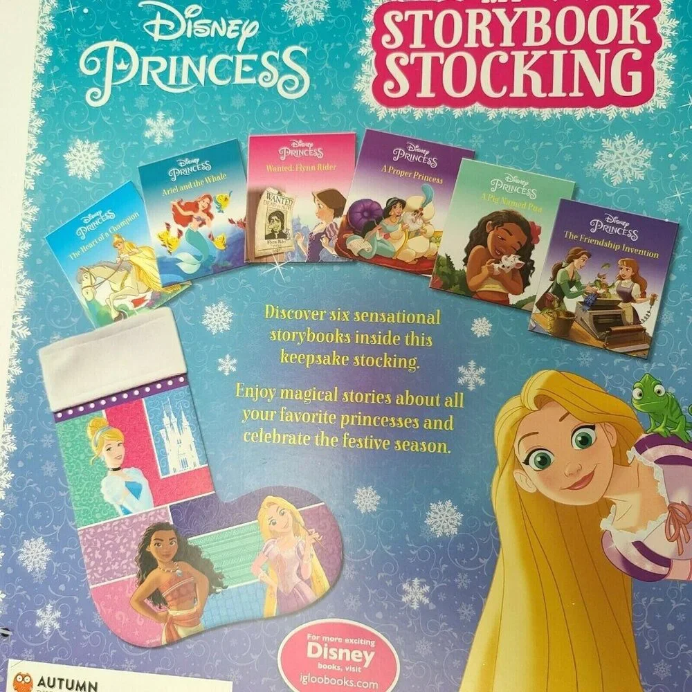 Disney Princess My Storybook Christmas Stocking Keepsake with 6 Books Inside NEW